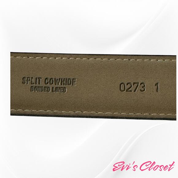 Black Belt Gold Buckle Split Cow Hide Bonded Lined Sz 36 - Picture 6 of 8